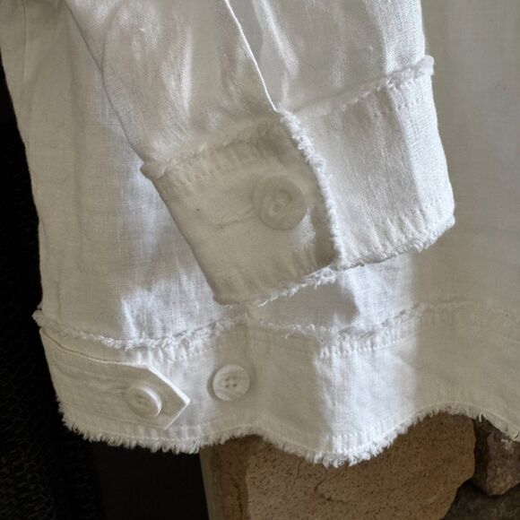 Tommy Bahama Two Palms Linen Jacket White Raw Edge Summer Coastal Timeless Small - Picture 12 of 16